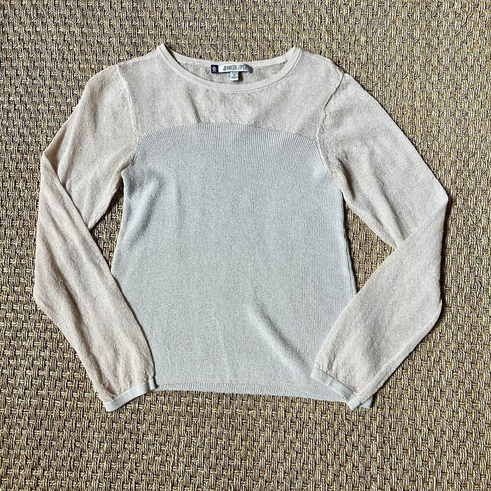 Jennifer Lopez Blush Pink &Silver Sparkle Sweater Sz Med